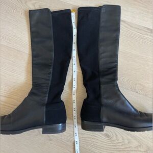 Stuart Weitzman Black Leather Knee-High Riding Boots